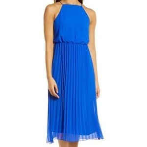 Sam Edelman Pleated midi dress NWT royal blue L spaghetti strap